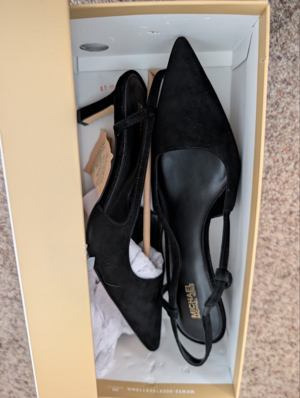 NIB MICHAEL Michael Kors Alora Mid Sling Pumps Black Suede Size 8M - Picture 2 of 5